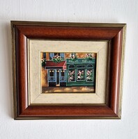 ÁRKOS GYÖRGY FESTMÉNYE- KIRAKAT (OLAJ- VÁSZON FESTMÉNY)