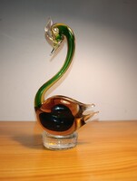 Vintage Sommerso Cseh vagy Murano díszüveg figurális madár