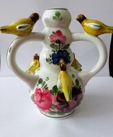 Régi Festett Hévíz Emlék Madaras Váza Kispesti Porcelán és Kőedény Gyár Kispest Pecsét