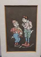 Karikatúra, tempera-papír