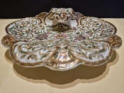 Zsolnay levéltartó, névjegytartó tál 34cm hosszú 24 cm széles