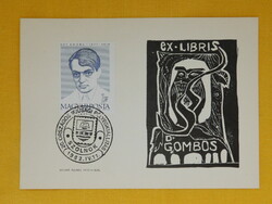 Alkalmi bélyegzés - ex libris Dr. Gombos lapon; bélyeg: Ady
