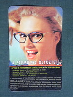 Kártyanaptár,Szemüveg,Optikai szaküzletek,Nyíregyháza,Mátészalka,Tiszavasvári,női modell,1998   (9)