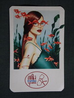 Kártyanaptár,Szemüveg,Cserba Optika,Baja,grafikai női modell,1998   (9)