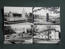 Képeslap,Szigetvár,mozaik,vár,múzeum,Zrínyi szobor,mozi látkép,részlet, 1966-