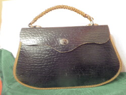 NAGYMAMA RETIKÜLJE - retro női táska /50-es évekből/ 40x23x9 cm, 0.5 kg fekete krokodil bőr utánzat