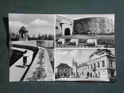 Képeslap,Szigetvár,mozaik,vár,múzeum,Főtér,Oroszlán szobor látkép,részlet, 1963-