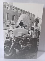 Régi fotó-képeslap fiú egy német motor előtt  Horvátországban 1976