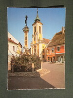 Képeslap,Szentendre,Marx tér,Pestiskereszt,Róm. kat. templom,utca,könyvesbolt látkép,részlet, 1989-