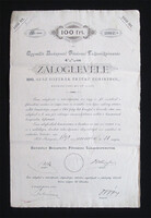 Egyesült Budapesti Fővárosi Takarékpénztár 4,5%-os záloglevél 100 forint 1893