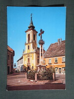 Képeslap,Szentendre,Marx tér,Pestiskereszt,Róm. kat. templom,utca,könyvesbolt látkép,részlet, 1976-