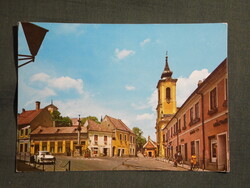 Képeslap,Szentendre,Marx tér,Pestiskereszt,Róm. kat. templom,utca,könyvesbolt látkép,részlet, 1973-