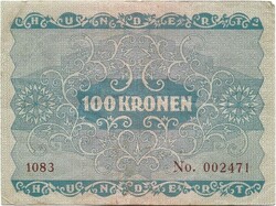 100 korona kronen 1922 Ausztria 3.