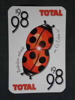 Kártyanaptár,TOTAL benzinkutak,motor olaj,grafikai,katicabogár,1998   (9)