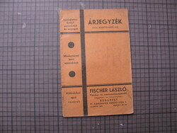 Fischer László vasárú és szerszámkereskedő árjegyzék, katalógus