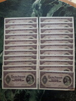 Száz pengő 1945 - 22 db sorszámkövető UNC- bankjegy