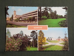 Képeslap,Szarvas,mozaik,Arborétum,kemping,templom,utca látkép,részlet, 1983-