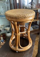 RATTAN, KEREK KIS SZÉK, NYERS SZÍNŰ, FONOTT BÚTOR