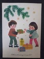 Régi rajzos 80 filléres képeslap Sóti Klára Kellemes Karácsonyi Ünnepeket!