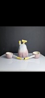 Művészi mázas porcelán ivó készlet jelzett Lynne Turner