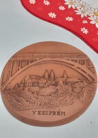 Veszprém agyag dísz plakett