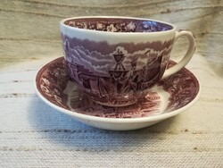 Angol fajansz csésze, lila színben /Wedgwood/, kisteás méret