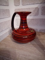 Majoros János Iparművészeti kerámia füles váza/kancsó. 18 cm. Jelzett.