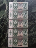 5 db sorszámkövető, UNC tíz pengő - 1936