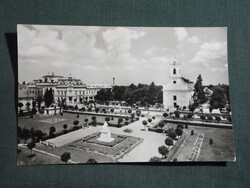 Képeslap,Szarvas,Tessedik Sámuel szobor,tér,templom látkép,részlet, 1963-