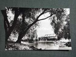 Képeslap,Szolnok,Tisza híd látkép,részlet, 1959-