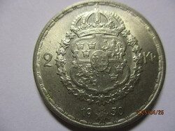 Svédország:  ezüst 2 Korona, 1950 TS, Gustaf.V.