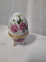 Porcelán tojás ékszertartó rózsás