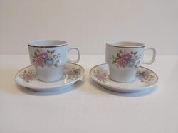 Hollóházi virág mintás porcelán kávés/mokkás pár