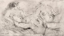 Borsos Miklós - 16 x 30 cm rézkarc 1956