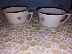 Zsolnay porcelán teás csészék, 2db manófüles virágos, 1db fehér