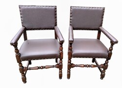 Antik valódi bőr fotel,karosszék pár.