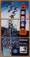 3 db USA Coca-Cola FLEET WEEK 1995 speciális RETRO telefonkártya, Ritka, Puzzle Set of 3
