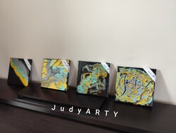 Fluid art technikával készült egyedi képek 4db-os