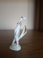 Hollóházi porcelán Különleges állású Art Deco kakas. Jelzett