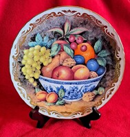 Gyümölcs csendéletes porcelán tányér, Royal Worcester dísztányér 3 (M5543)