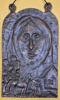 KŐ PÁL ( 1941 - 2020 ) : Görög Ilona, bronz fali dombormű.
