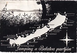 J:08 Balatoni üdvözlő képeslap 1968 Camping a Balaton Partján, "Dr Zorkóczy"