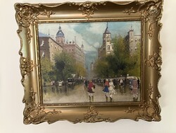 BERKES ANTAL / NAGYVÁROSI UTCARÉSZLET FESTMÉNY