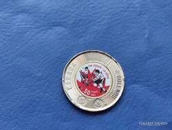CANADA 2 DOLLARS / KANADA 2 $ DOLLÁR 2022 JÉGKORONG SZÉRIA 50.ÉVFORDULÓ! UNC! BIMETÁL! SZÍNEZETT!