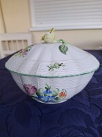 Nagyon régi Herendi tertia porcelán nagy méretű bonbonier