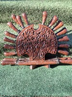 Fa, faragott, grillező készlet, rézbetéttel, nagyon szép 14 személyes!