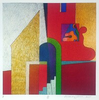 Aknay János - Az én Szentendrém 50  x 50 cm computer print, merített papír