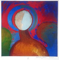 Aknay János - Őrangyal 50  x 50 cm computer print, merített papír