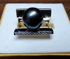 14 kt brilles tahiti arany gyűrű