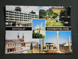 Képeslap,Szombathely,mozaik,Romkert,Isis,Püspöki palota,templom,emlékmű látkép,részlet, 1976-